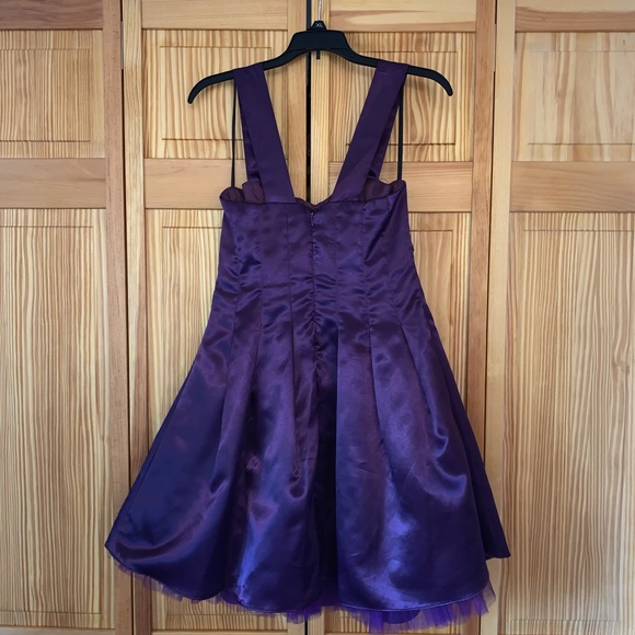 Let's Fashion Purple Ribbon Satin Prom Dress XS - Picture 2 of 6